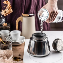 Cafetiera moka electrica Klausberg KB 7997, 600 ml, 12 cesti, Supapa de siguranta, Otel, Inductie, Bej