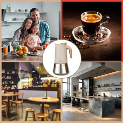 Cafetiera moka electrica Klausberg KB 7997, 600 ml, 12 cesti, Supapa de siguranta, Otel, Inductie, Bej