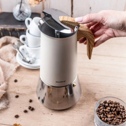 Καφετιέρα εσπρέσο-μόκα Klausberg KB 7997, 600 ml, 12 φλιτζάνια, Βαλβίδα ασφαλείας, Ανοξείδωτο ατσάλι, Για επαγωγικές εστίες, Μπεζ