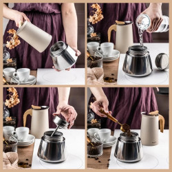 Klausberg KB 7997 Moka Pot, 600 ml, 12 cups, Safety Valve, Stainless Steel, Induction, Beige