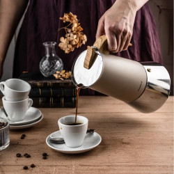 Cafetiera moka electrica Klausberg KB 7997, 600 ml, 12 cesti, Supapa de siguranta, Otel, Inductie, Bej