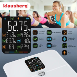 Klausberg KB 7941 Digital Scale, Up to 180 kg, BIA, Bluetooth, LCD, Tempered Glass, Smart, White