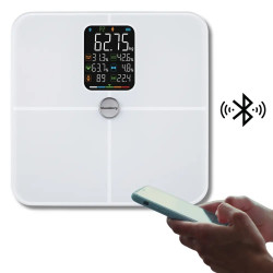 Cântar-analizor Klausberg KB 7941, până la 180 kg, BIA, Bluetooth, ecran LCD, sticlă securizată, Smart, alb