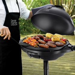 George Foreman 22460-56 elektromos grill, 2400 W, 44,5 cm, 15 adag, 5 hőfok, tapadásmentes bevonat, fekete