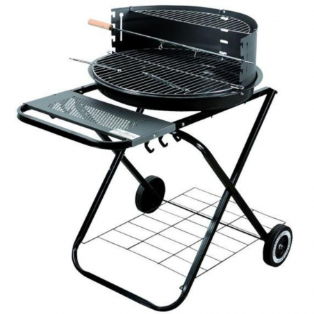 Gratar pe carbuni Master Grill & Party MG925, 54,5 cm, Carcasa emailata, Reglabil, Pliabil, Roti, Negru