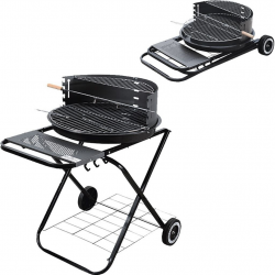 Gratar pe carbuni Master Grill & Party MG925, 54,5 cm, Carcasa emailata, Reglabil, Pliabil, Roti, Negru