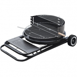 Gratar pe carbuni Master Grill & Party MG925, 54,5 cm, Carcasa emailata, Reglabil, Pliabil, Roti, Negru