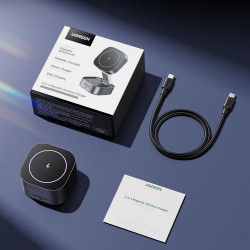 UGREEN W526 3-in-1 indukciós vezeték nélküli töltő, maximális teljesítmény 25 W, MagSafe, 7,5 W/iOS, USB-C, fekete