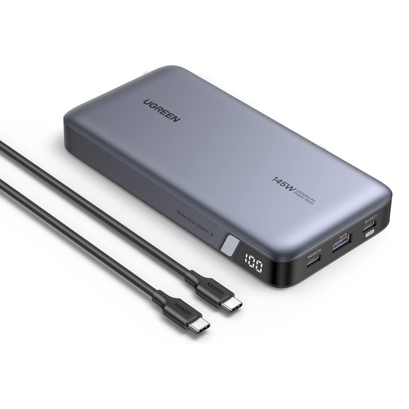 Φορητή μπαταρία UGREEN PB205, 25000mAh, PD 3.1 145W, ψηφιακή οθόνη LED, κατάλληλη για αεροπορικά ταξίδια, USB-C, Γκρι