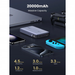 UGREEN PB720 Portable Power Bank, 20000mAh, PD 3.0 100W, LED Digital Display, Airplane-Friendly, USB-C, Gray