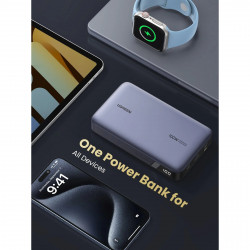 Baterie externa UGREEN PB720, 20000 mAh, PD 3.0 100 W, Ecran digital cu LED, Potrivita pentru calatoriile cu avionul, USB-C, Gri