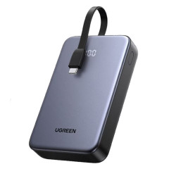 Φορητή μπαταρία UGREEN PB505, 20000mAh, PD 3.0 22,5W, Ενσωματωμένο καλώδιο, Ψηφιακή ένδειξη LED, Κατάλληλη για αεροπορικά ταξίδια, Γκρι