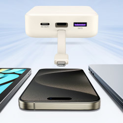 UGREEN PB505 Portable Power Bank, 20,000mAh, PD 3.0 22.5W, Built-in Cable, Digital LED Indicator, Airplane-Friendly, Gray