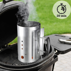 Уред за разпалване на барбекю Master Grill & Party MG118, Подходящ за дървени въглища и брикети, Топлоизолирана дръжка, Стомана, Сребрист