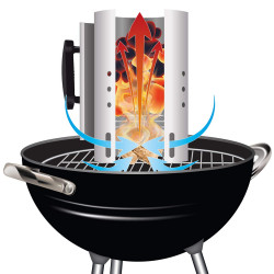Συσκευή ανάφλεξης μπάρμπεκιου Master Grill & Party MG118, Κατάλληλη για κάρβουνα και μπρικέτες, Θερμομονωμένη λαβή, Ατσάλι, Ασημί