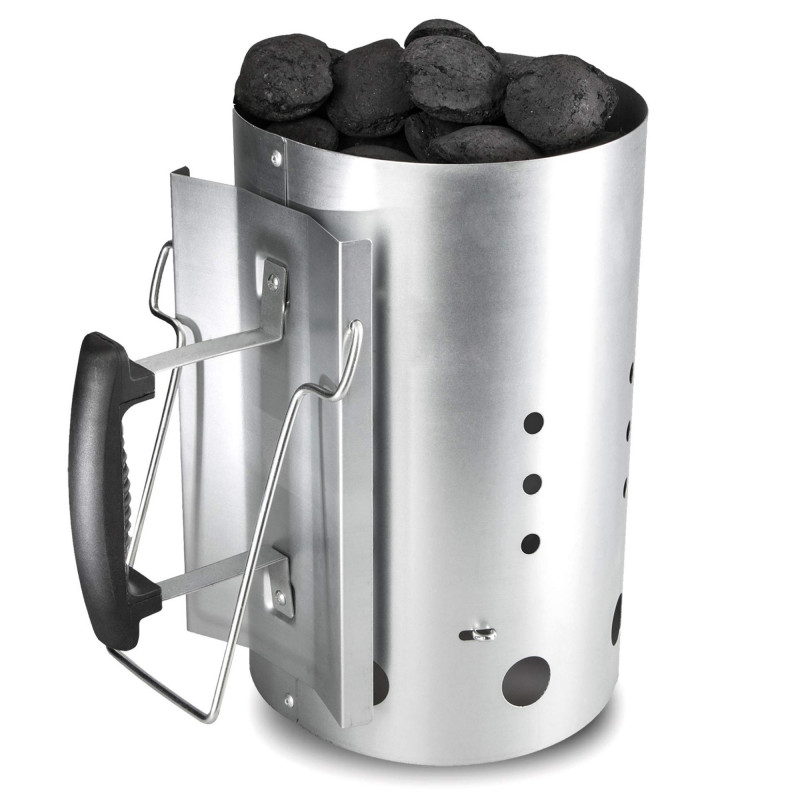 Συσκευή ανάφλεξης μπάρμπεκιου Master Grill & Party MG118, Κατάλληλη για κάρβουνα και μπρικέτες, Θερμομονωμένη λαβή, Ατσάλι, Ασημί