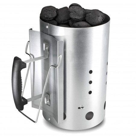 Συσκευή ανάφλεξης μπάρμπεκιου Master Grill & Party MG118, Κατάλληλη για κάρβουνα και μπρικέτες, Θερμομονωμένη λαβή, Ατσάλι, Ασημί