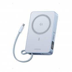 Φορητή μπαταρία UGREEN PB773, 10000mAh, PD 30W, Qi2 25W, Magflow, ψηφιακή οθόνη LED, ενσωματωμένο καλώδιο, USB-C, μπλε