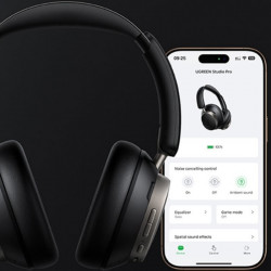 Безжични слушалки UGREEN ANC HP206 StudioРro, До 120 часа, Hi-Res, LDAC, Spatial Audio, Game Mode, 8 EQ режима, Бързо зареждане, Черен