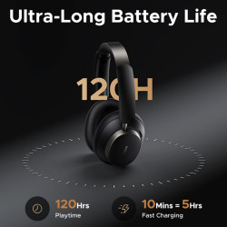 UGREEN ANC HP206 StudioPro Wireless Headphones, Up to 120 Hours, Hi-Res, LDAC, Spatial Audio, Game Mode, 8 EQ Modes, Fast Charging, Black