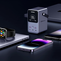 UGREEN PB770 hordozható akkumulátor, 48 000 mAh, 300 W, LiFePO4, USB-C/A, többféle üzemmóddal rendelkező LED-lámpa, fogantyú, szürke