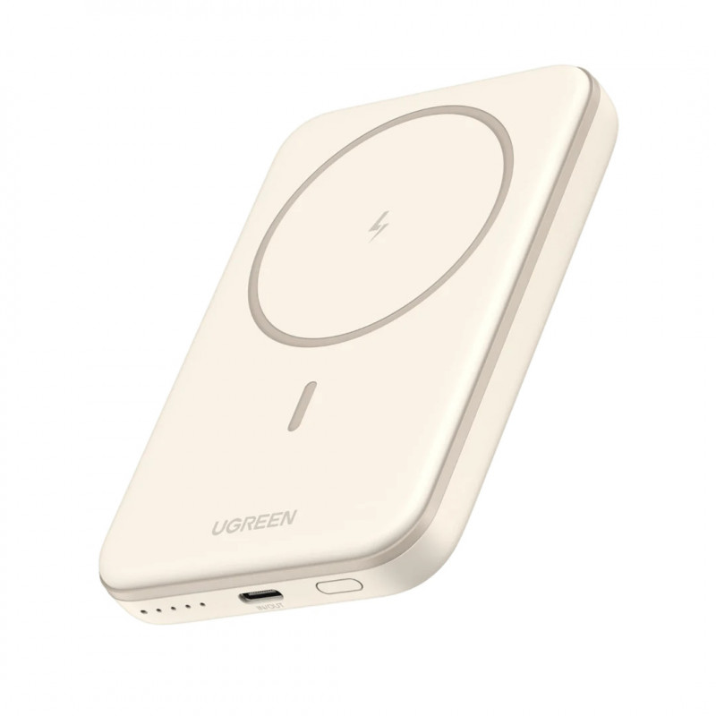 Преносима батерия UGREEN PB560, 5000mAh, PD 3.0 20W, Qi 7.5W, Магнитно безжично зареждане, LED светлини, USB-C, Бял