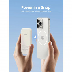 UGREEN PB560 Portable Power Bank, 5000mAh, PD 3.0 20W, Qi 7.5W, Magnetic Wireless Charging, LED Lights, USB-C, White