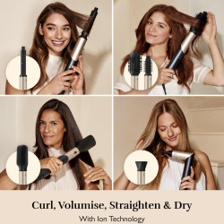 Silk'n SilkyAir Flex SIF8PE1001 8-in-1 Styling and Drying Tool, 1300W, Automatic Curling and Temperature Control, 39–90°C, 3 Speeds, Self-Cleaning, Ionization, Black/Gold