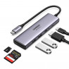 Statie de andocare 6in1 UGREEN CM511, PD 100 W, USB-C catre 3x USB-A/1x HDMI/1x SD/1x MicroSD, Pana la 4K la 60 fps, Gri