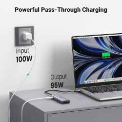 Σταθμός σύνδεσης 6 σε 1 UGREEN CM511, PD 100W, USB-C σε 3x USB-A/1xHDMI/1xSD/1xMicroSD, Έως 4K@60fps, Γκρι