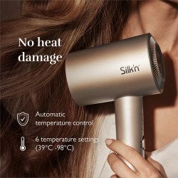 Silk'n SilkyAir Pro HDB3PE1001 Hair Dryer, 1600W, 76 km/h, 18 settings, Automatic temperature control, 39–98°C, Ionization, 3 attachments, LED, Rose Gold
