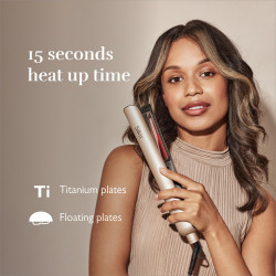 Silk'n SilkyStraight SIS1PE1001 Hair Straightener, 45W, 12 temperature settings, LED display, titanium plates, infrared technology, ionization, 120–230°C, memory function, rose gold