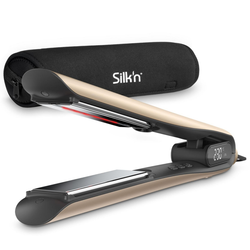 Silk'n SilkyStraight SIS1PE1001 Hair Straightener, 45W, 12 temperature settings, LED display, titanium plates, infrared technology, ionization, 120–230°C, memory function, rose gold