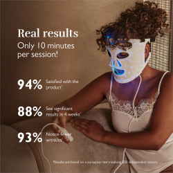 Фототерапевтична маска за лице Silk'n LED Face Mask 100 FLM100PE1001, Автономия 130 мин, 4 режима, 10 минутна сесия, Гъвкав дизайн, Бял