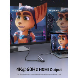 UGREEN CM418 5-az-1-ben dokkolóállomás, PD 100 W, USB-C – 1xUSB-C (PD)/2xUSB-A/1xHDMI/RJ45, 4K@30fps, szürke