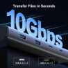 Докинг станция 8в1 UGREEN CM639, PD 100W, USB-C към 1xUSB-C(PD)/2x USB-C/2xUSB-A/2xHDMI/DP, 4K@60fps, Сив