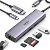 Πολυλειτουργικός προσαρμογέας 6 σε 1 UGREEN CM512, USB-C, 3x USB-A 3.0, HDMI, RJ45 LAN, USB-C PD, 4K@30Hz, Γκρι