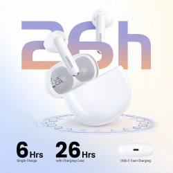 Căști fără fir UGREEN HiTune H5 TWS WS201, 6 ore, reducere activă a zgomotului (ANC), IPX5, comandă tactilă, Bluetooth 5.3, alb