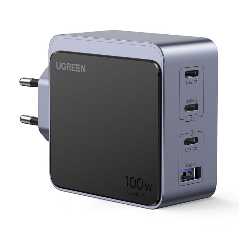 Зарядно устройство UGREEN GaN X565, PD 3.0 100W, 3xUSB-C/1xUSB-A, GaN технология, ,  Сив