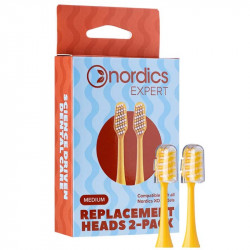 Set of 2 replacement brush heads for the Nordics Expert XO10Y electric toothbrush - Medium, Click-on, Yellow