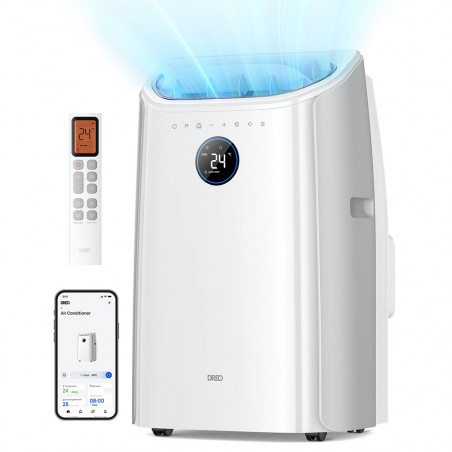 Aparat de aer condiționat portabil Dreo 515S, 1500 W, 20-30 m², 12000 BTU, Răcire, Ventilator, Uscare, Comenzi vocale, LED, Alb