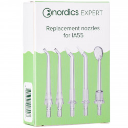 Set de 5 duze de schimb pentru dușul dentar Nordics IA55O, Igienă orală completă și precisă, Transparent