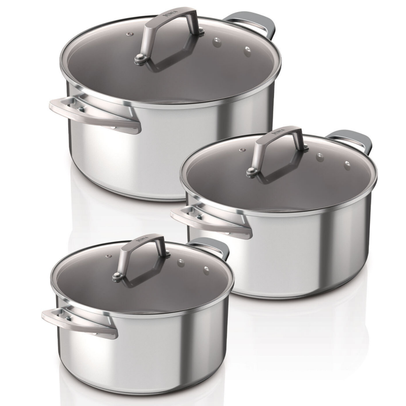 Set de oale Ninja Foodi C63000DE, 6 piese, Otel inoxidabil, Potrivite cuptor pana la 260°C, Fara PFOA si cadmiu, fund gros, Inductie, Inox