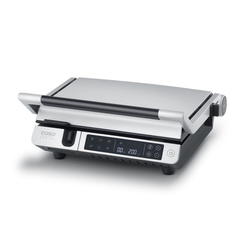 Gratar electric 3 în 1 Caso Germany SteakMaster Pro, 2000 W, 34 x 24 cm, 80-240°C, Acoperire ceramica, Timer, Comanda tactila, Inox/Negru