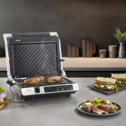 Caso Germany SteakMaster Pro 3-in-1 Electric Grill, 2000W, 34 x 24 cm, 80–240°C, Ceramic Coating, Timer, Touch Controls, Stainless Steel/Black