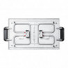 Gastroback Advanced Pro 42523 elektromos grill mozgatható lapokkal, 2300 W, 50×30 cm, 90–240 °C, sima/bordázott, tapadásmentes, zsírfogó tálca, fekete/rozsdamentes acél