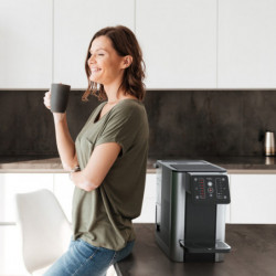 Aqua Optima Aurora AUR001 Hot and Cold Water Dispenser, Evolve+ Filter, Black/Stainless Steel