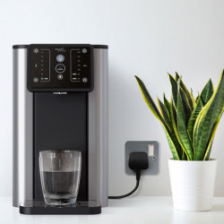 Aqua Optima Aurora AUR001 Hot and Cold Water Dispenser, Evolve+ Filter, Black/Stainless Steel