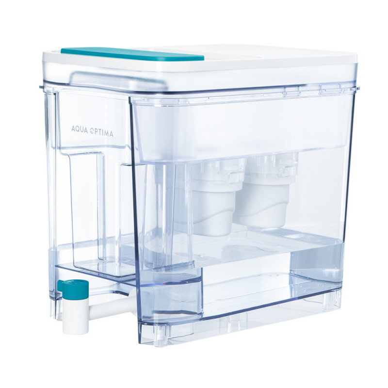 Aqua Optima Perfect Pour WD1003 Water Filter Dispenser, 8.2 L, 5-Stage Filtration, BPA-Free, Evolve+, White/Clear