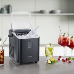 Mașină de gheață Caso IceChef Compact 3401, 120 W, 1 l, 12 kg/24 ore, 2 dimensiuni, Autocurățare, Cu compresor, Negru mat